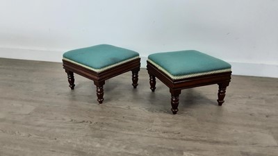 Lot 233 - PAIR OF EDWARDIAN MAHOGANY FOOTSTOOLS