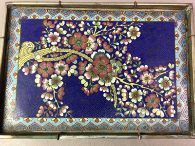 Lot 264 - CLOISONNE ENAMEL OBLONG TRAY AND OTHERS