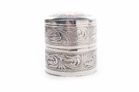 Lot 232 - EARLY 20TH CENTURY EASTERN SILVER CYLINDRICAL...