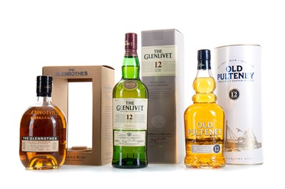 Lot 65 - GLENROTHES SELECT RESERVE, OLD PULTENEY 12 YEAR OLD AND GLENLIVET 12 YEAR OLD
