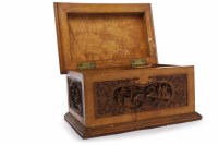 Lot 248 - MID 20TH CENTURY CHINESE CARVED WOOD CASKET...
