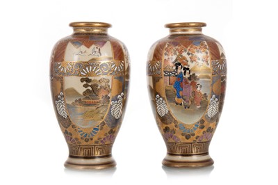 Lot 1126 - PAIR OF JAPANESE SATSUMA VASES