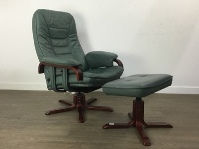 Lot 416 - GREEN VINYL SWIVEL ARMCHAIR