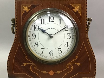 Lot 425 - WALKER & HALL INLAID MAHOGANY MANTEL CLOCK