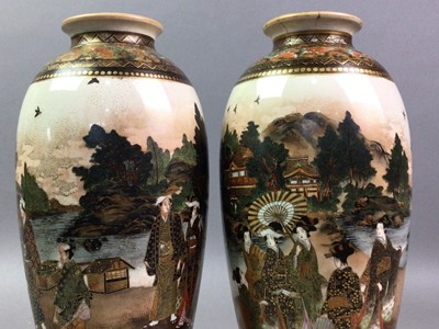 Lot 424 - PAIR OF JAPANESE SATSUMA VASES