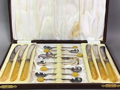 Lot 418 - CASED SET OF SILVER PLATED BUTTER KNIVES