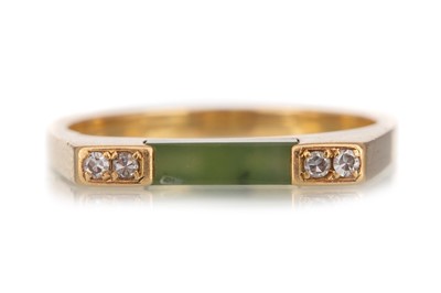 Lot 791 - 1970's GREEN HARDSTONE AND DIAMOND RING