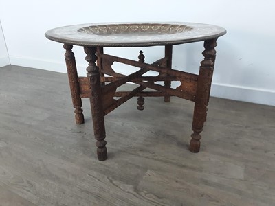 Lot 512 - EASTERN ENAMELLED BRASS TRAY TOP TABLE