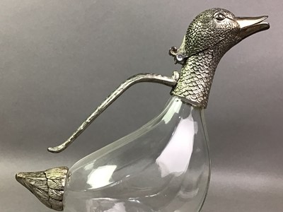 Lot 527 - ZOOMORPHIC DECANTER WITH SILVER PLATED MOUNTS