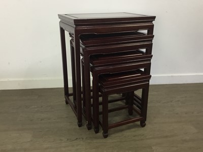 Lot 539 - CHINESE HARDWOOD NEST OF TABLES