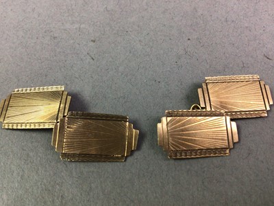 Lot 579 - PAIR OF CUFFLINKS AND TWO BANGLES