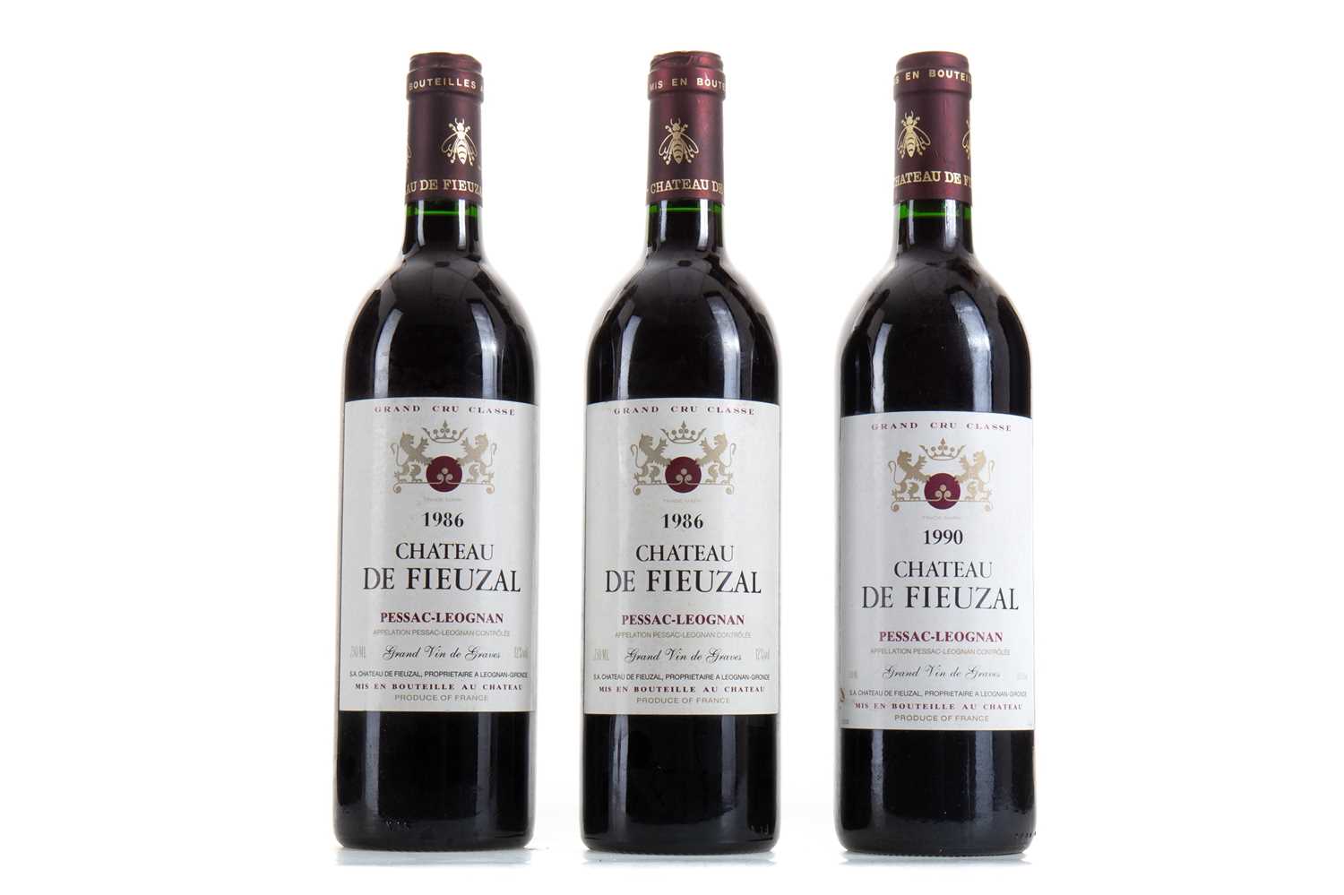 Lot 625 - 3 BOTTLES OF CHATEAU DE FIEUZAL 1986 PESSAC-LEOGNAN