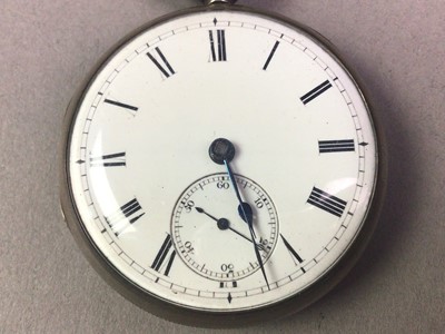 Lot 641 - SILVER CASED OPEN FACED KEY WIND POCKET WATCH