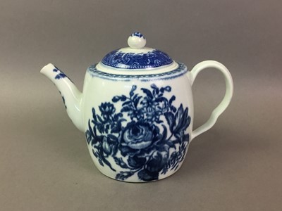 Lot 638 - ROYAL WORCESTER FIRST PERIOD BLUE AND WHITE TEAPOT