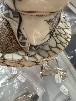 Lot 1135 - LARGE JAPANESE CARVED BONE OKIMONO 'CARP' FIGURE GROUP