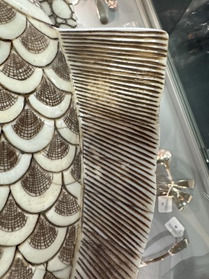 Lot 1135 - LARGE JAPANESE CARVED BONE OKIMONO 'CARP' FIGURE GROUP