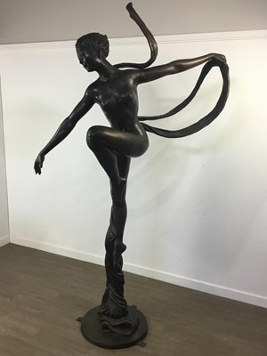 Lot 395 - LIFE SIZE BRONZE OF A RIBBON DANCER