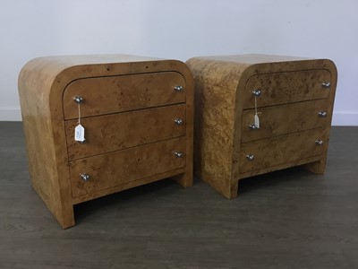 Lot 397 - PAIR OF ART DECO BIRDSEYE MAPLE BEDSIDE CHESTS