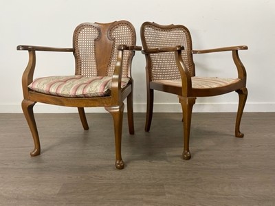 Lot 53 - MATCHED PAIR OF WALNUT ELBOW CHAIRS