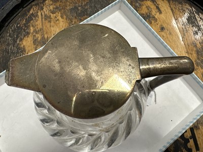 Lot 238 - IN THE MANNER OF DR. CHRISTOPHER DRESSER, VICTORIAN SILVER MOUNTED GLASS CLARET JUG