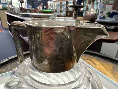 Lot 238 - IN THE MANNER OF DR. CHRISTOPHER DRESSER, VICTORIAN SILVER MOUNTED GLASS CLARET JUG