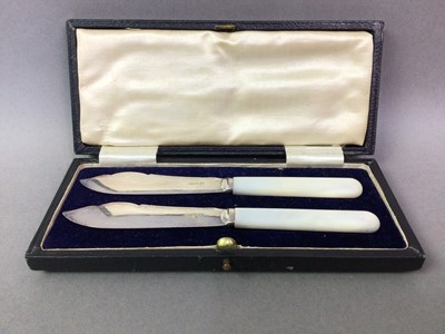 Lot 200 - SET OF PLATED TEASPOONS AND TONGS