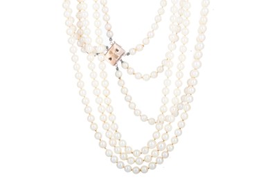 Lot 812 - PEARL THREE STRAND NECKLACE