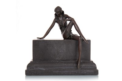 Lot 409 - ALDO VITALEH, ART DECO STYLE BRONZE FIGURE