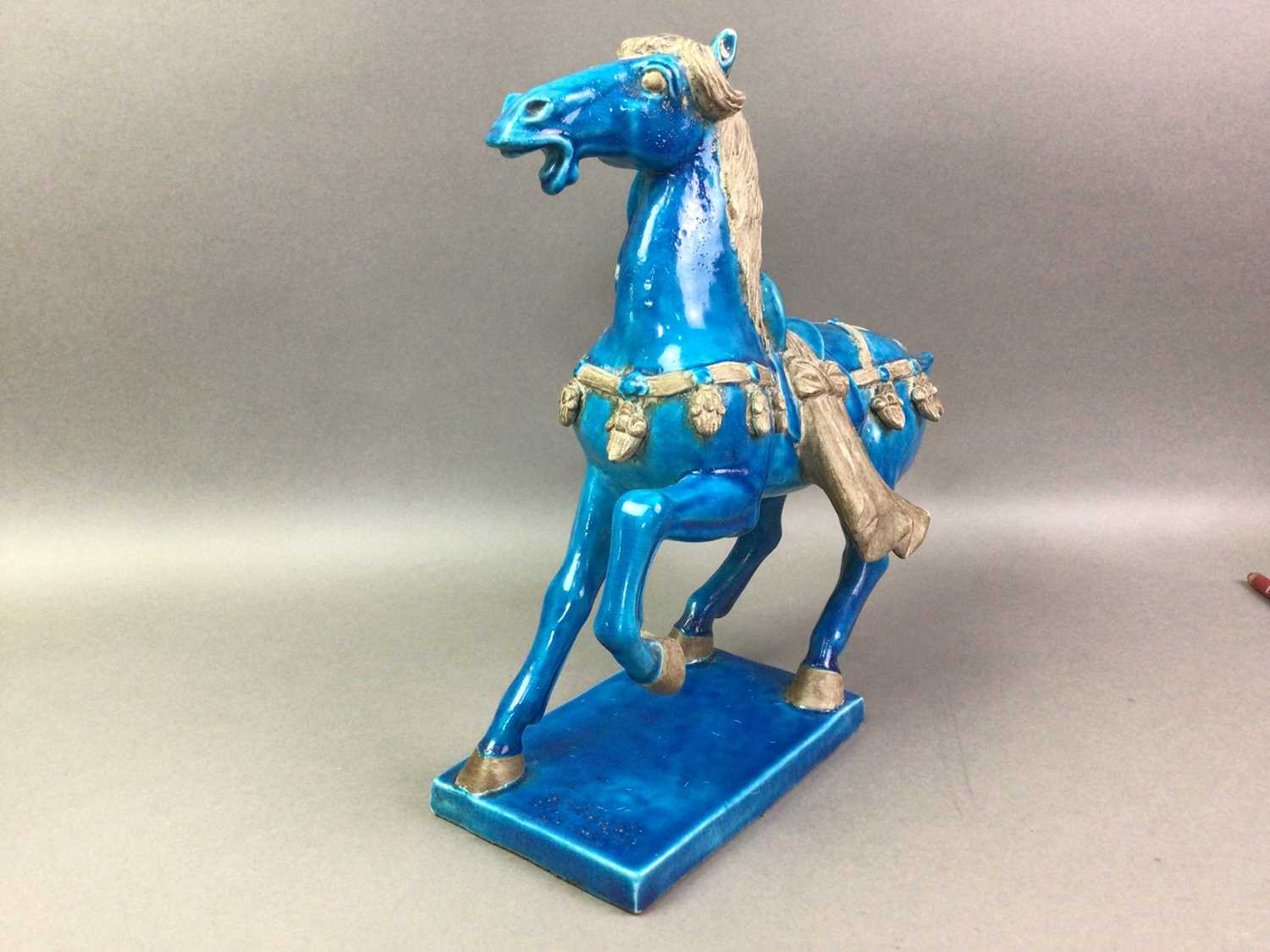 Lot 73 - CHINESE TURQUOISE GLAZED HORSE