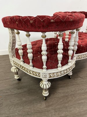 Lot 786 - VICTORIAN CONVERSATION SETTEE