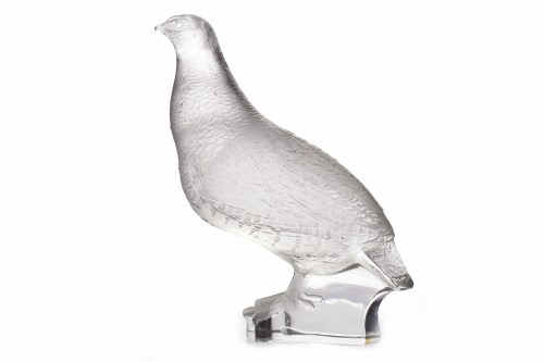 Lot 408 - LALIQUE FROSTED GLASS GROUSE etched to base...
