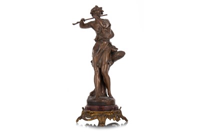 Lot 434 - VICTORIAN BRONZED SPELTER FIGURE OF 'IMPOVISATEUR'