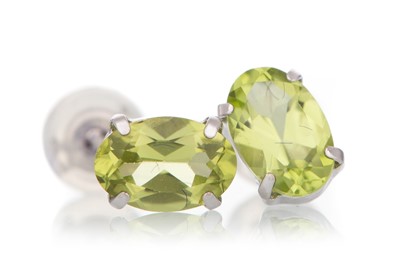 Lot 848 - PAIR OF PERIDOT STUD EARRINGS