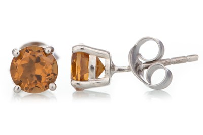 Lot 860 - PAIR OF ORANGE ALEXANDRITE STUD EARRINGS