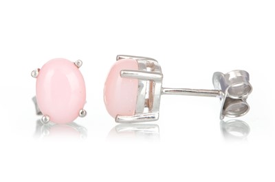 Lot 861 - PAIR OF PINK OPAL STUD EARRINGS