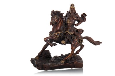 Lot 1152 - CHINESE BRONZED FIGURE OF GUAN YU