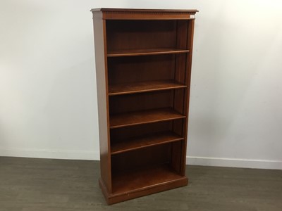 Lot 115 - YEW WOOD OPEN BOOKCASE