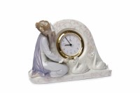 Lot 438 - LLADRO MANTEL CLOCK MODELLED WITH YOUNG WOMAN...