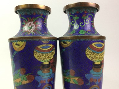 Lot 725 - PAIR OF CHINESE CLOISONNE VASES