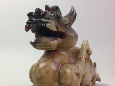 Lot 251 - CHINESE SOAPSTONE MODEL OF A DRAGON