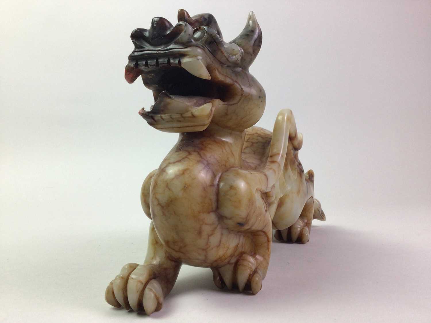 Lot 251 - CHINESE SOAPSTONE MODEL OF A DRAGON