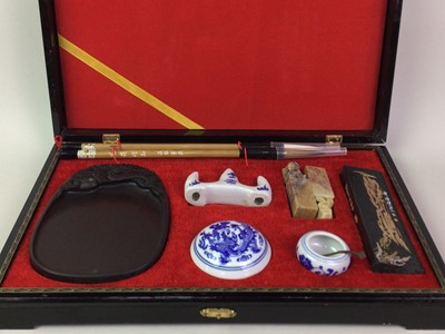 Lot 184 - CHINESE BLACK LACQUERED TRAVELLING ARTIST SET