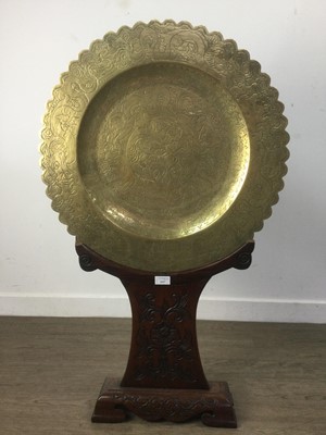 Lot 1108 - BRASS TRAY ON WOODEN STAND