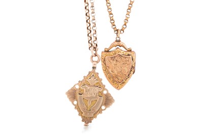 Lot 430 - GOLD PENDANT ALONG WITH A LOCKET