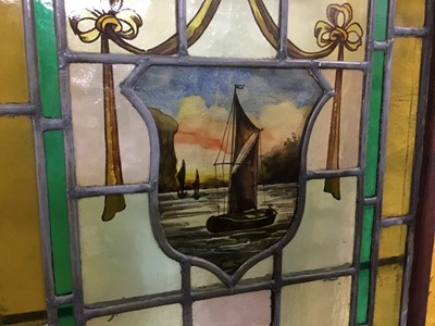 Lot 464 - TWO STAINED AND LEADED GLASS WINDOWS