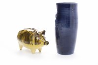 Lot 469 - HIGH GLAZE CERAMIC PIG MONEY BOX in yellow and...