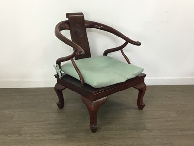 Lot 1169 - CHINESE HARDWOOD HORSESHOE CHAIR