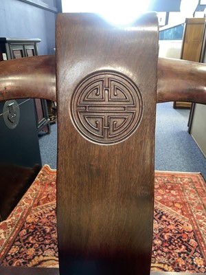 Lot 1169 - CHINESE HARDWOOD HORSESHOE CHAIR