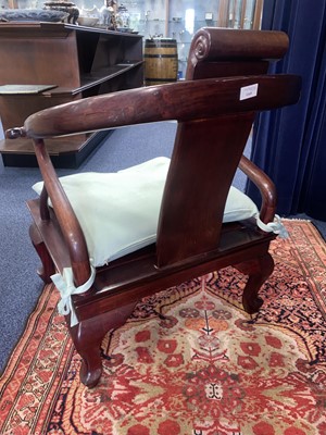 Lot 1169 - CHINESE HARDWOOD HORSESHOE CHAIR