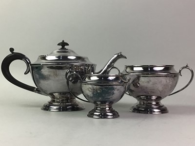 Lot 453 - SILVER PLATED THREE PIECE TEA SERVICE